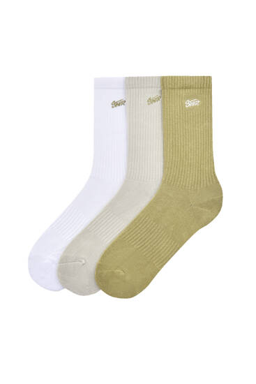 Pack of 3 pairs of STWD embroidered socks