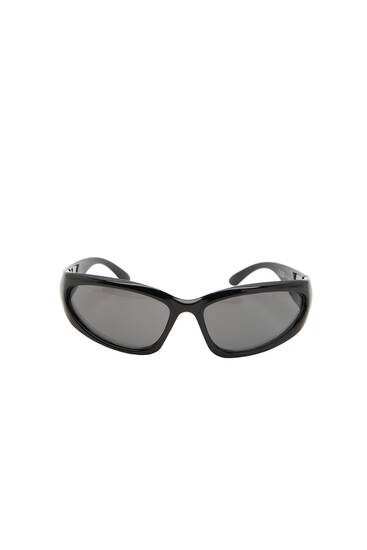 Black resin cycling sunglasses