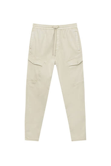 Soft-knit cargo jogging trousers