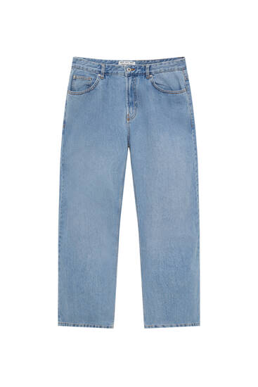 Jeans wide leg algodón