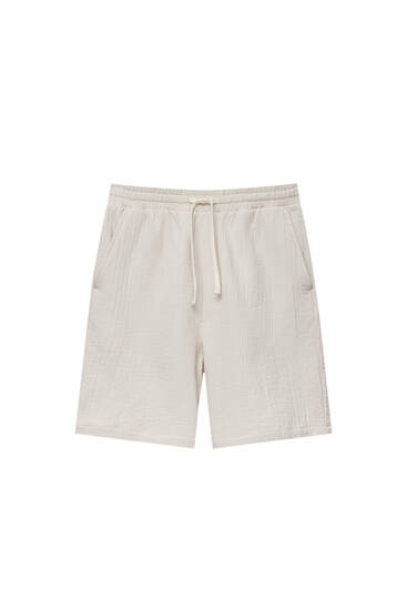 Crepe trunk-style Bermuda shorts