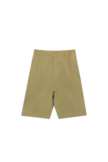 Long fit linen blend Bermuda shorts