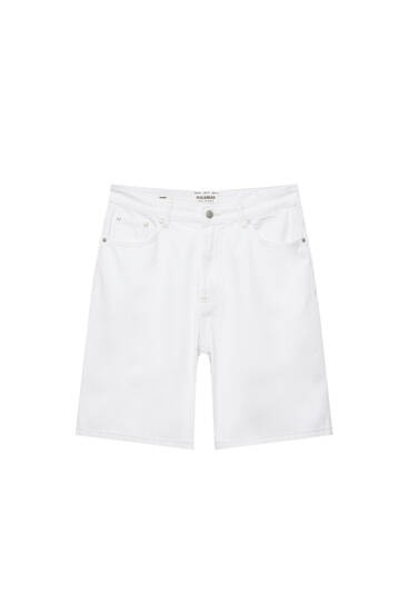 Basic loose fit denim Bermuda shorts