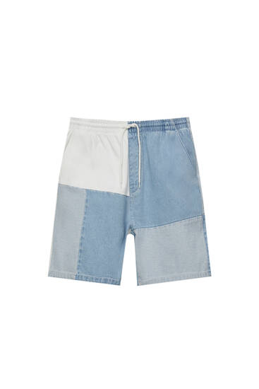 Jeans-Bermudashorts mit Patchwork