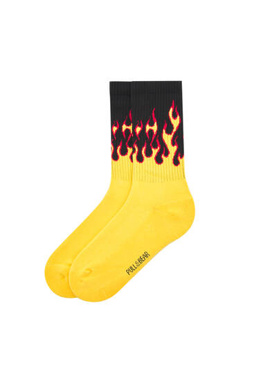 Vysoké ponožky s kontrastním plamenem
