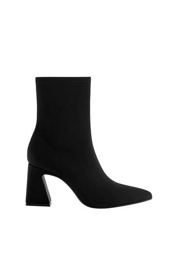 Neoprene-effect high-heeled ankle boots
