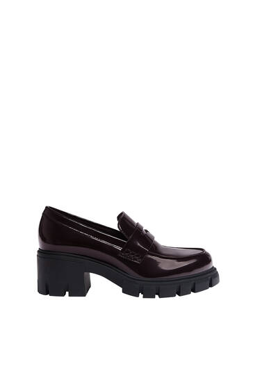 Heeled loafers with track sole