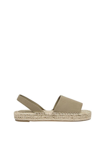 Flat jute and leather sandals