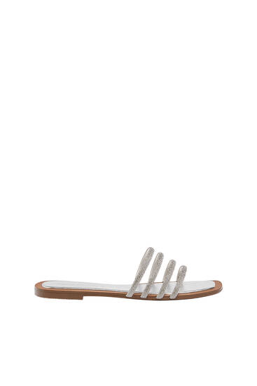 Sandals with rhinestone straps