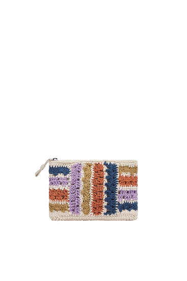 Mini crochet toiletry bag with stripes