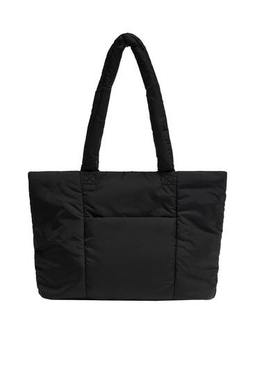 Pull&Bear Women's' Black Quilted Tote Bag