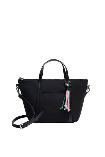 Embellished customizable nylon mini shopper bag