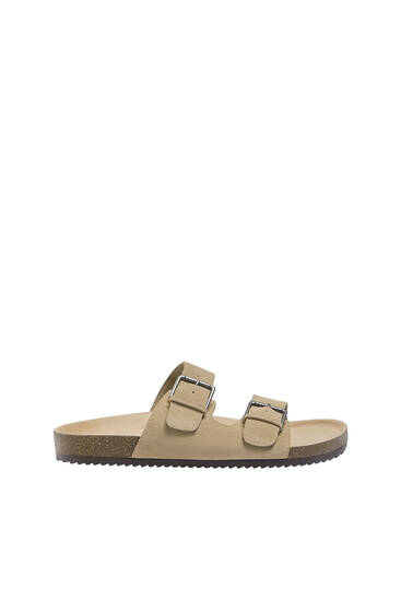 Double-buckle leather sandals