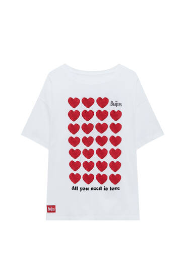 The Beatles T-shirt with hearts