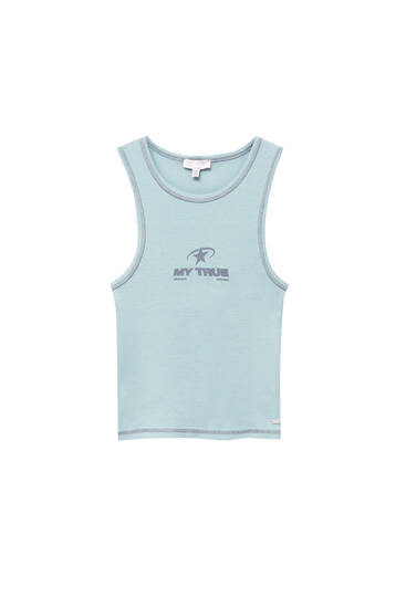 Contrast tank top with seam details