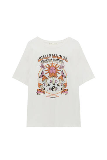 Short sleeve T-shirt with esoteric print