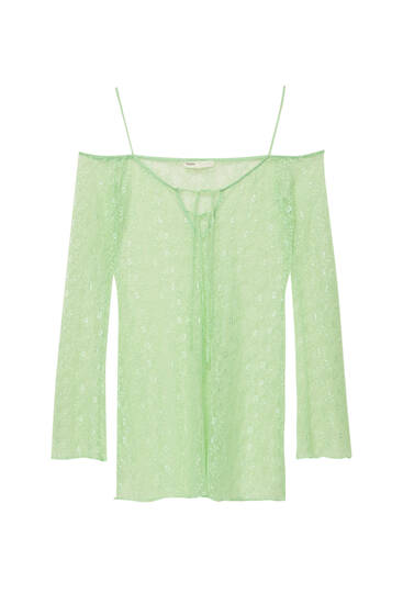 Green lace blouse