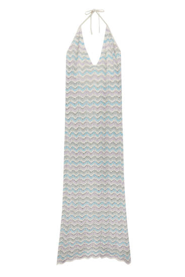 Long zigzag knit dress