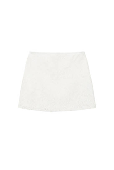 Open-knit mini skirt