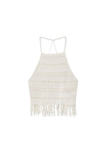 Crochet top with fringing