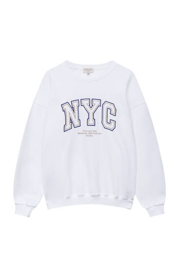 White varsity NYC sweatshirt