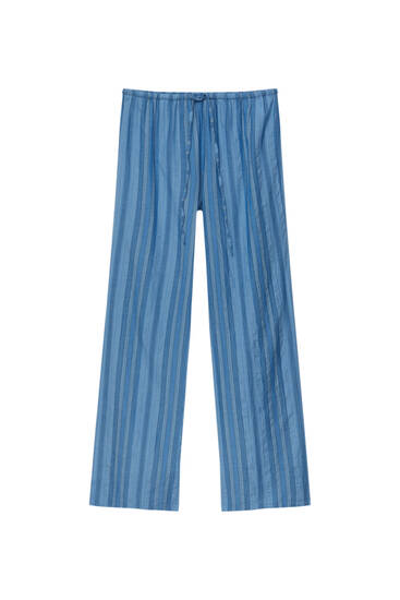 Striped straight fit trousers