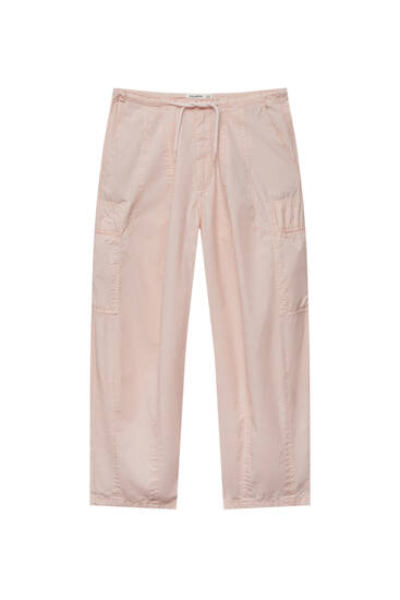 Poplin trousers with pockets