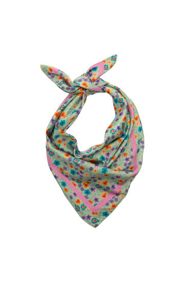 Satin floral scarf