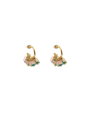 Hoop earrings with coloured stones