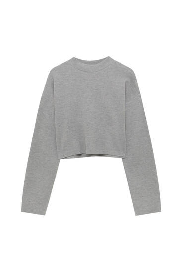 Cropped soft knit sweater