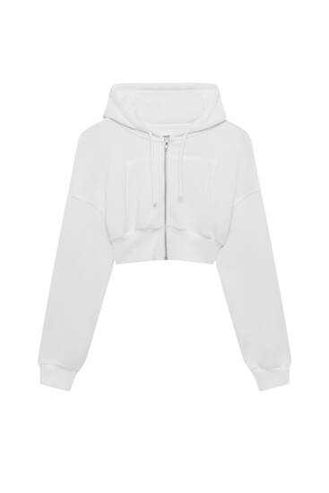 Cropped zip-up hoodie