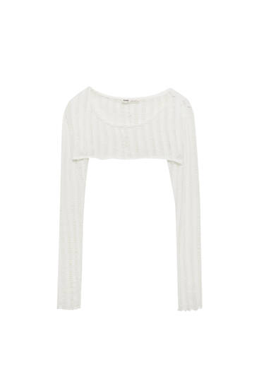 Waffle-knit textured sleeves