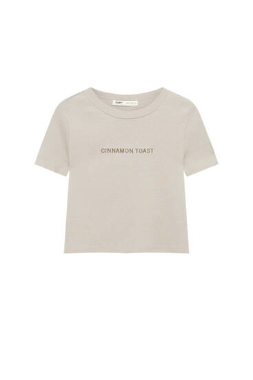 Cropped T-shirt with embroidered detail