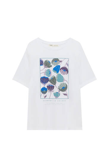 T-shirt com gráfico e estampado floral