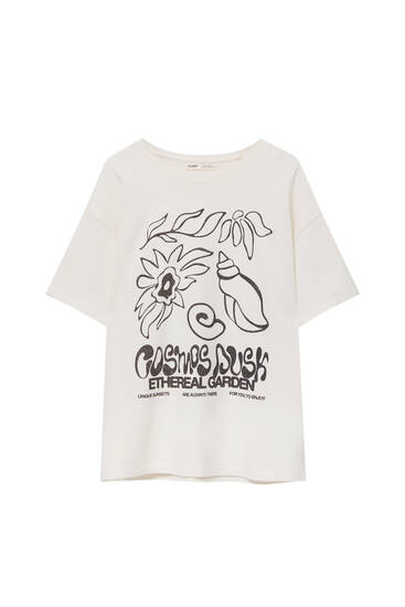 Kısa kollu deniz kabuğu desenli t-shirt