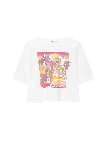 Cropped palm tree T-shirt