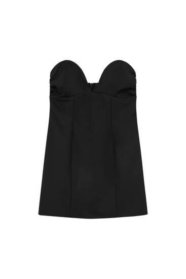 Short black dress with sweetheart neckline