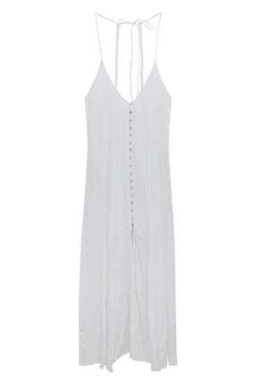 Λευκό μακρύ φόρεμα με τιράντες
