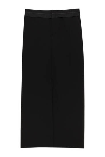 Midi skirt with a turnover waistband