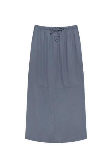 Rustic midi skirt with elastic waist