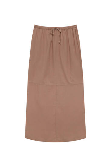 Rustic midi skirt with elastic waist