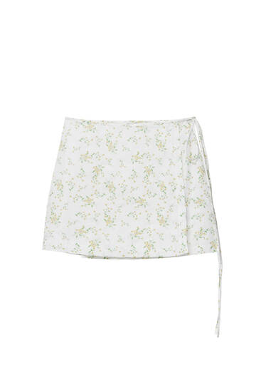 Floral wrap mini skirt - pull&bear