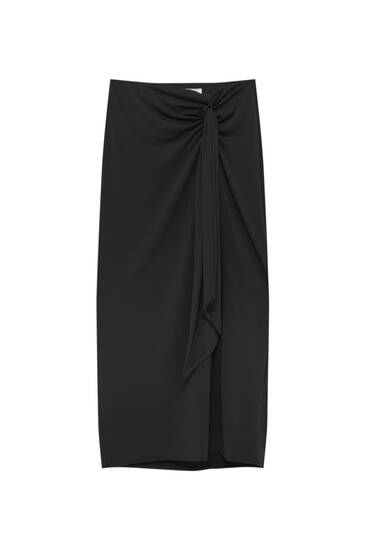 Midi skirt with gathered detail