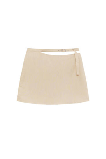 Rustic linen blend mini skirt