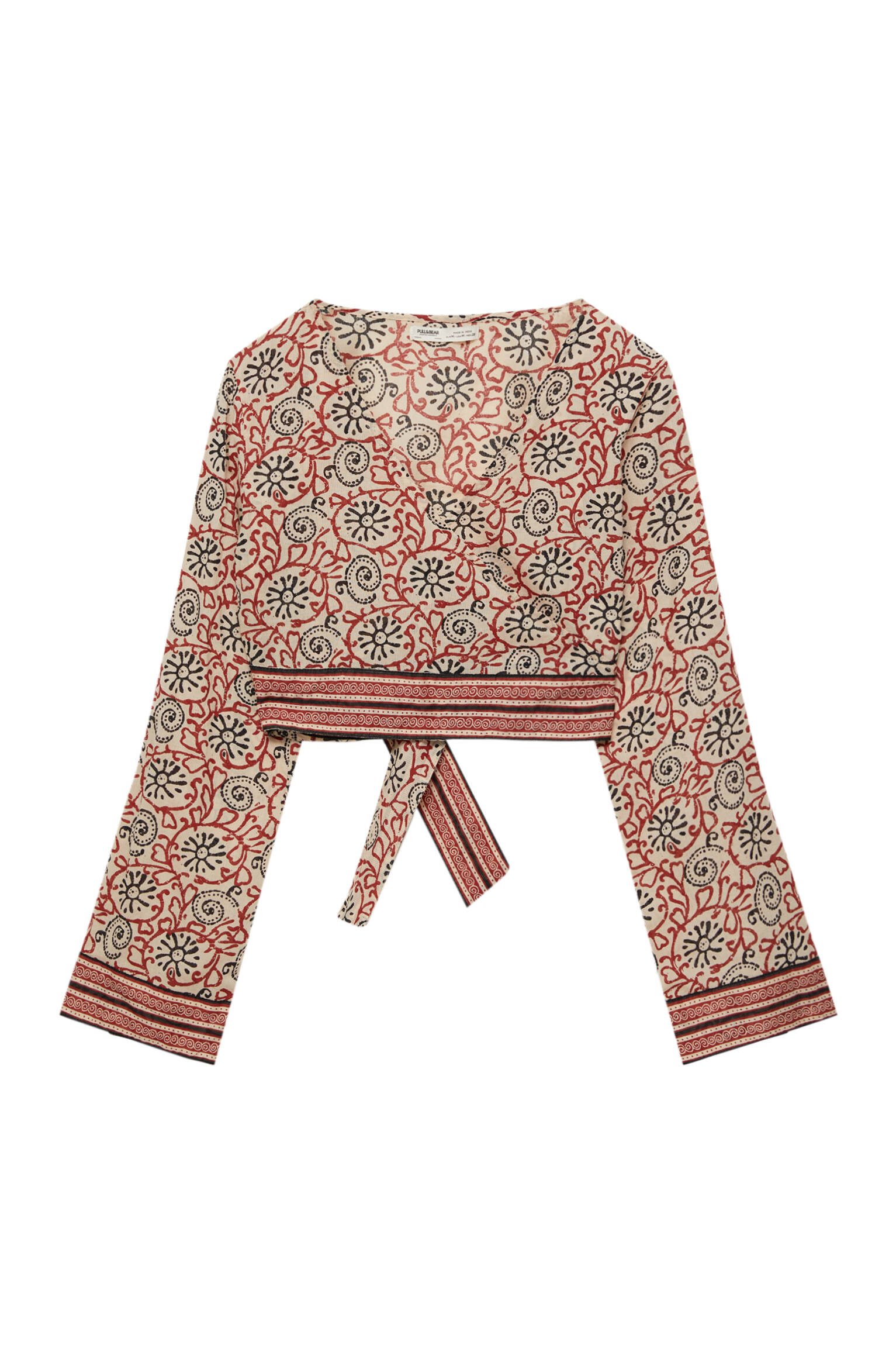 Printed wrap blouse