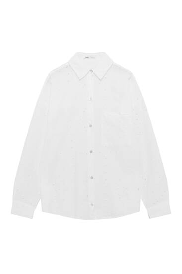 Oversize shirt with Swiss embroidery