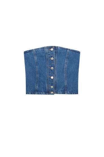 Denim corset top with buttons