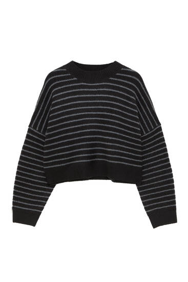 Striped mock turtleneck sweater