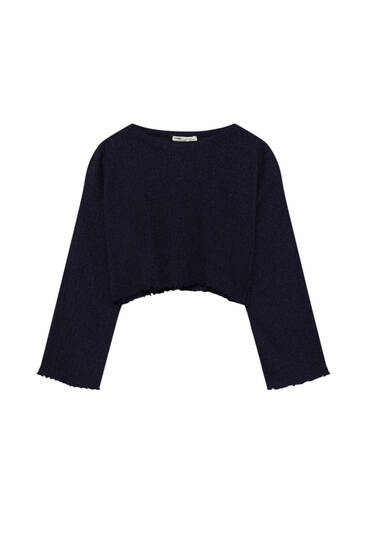 Cropped knit sweater