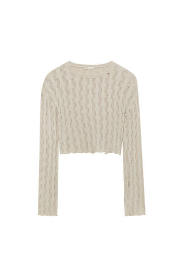 Cropped textured sweater